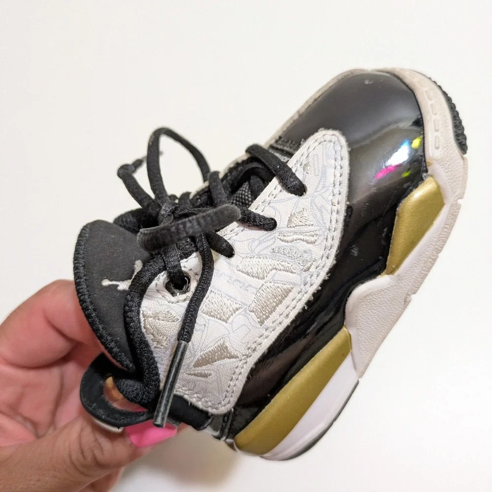 Jordan Dub Zero Toddler Sneakers Size 4 Black Gold Nike 311072-005 VTG Style